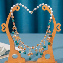Vintage Style Faux Pearl Beaded Necklace With Pendant Cheongsam Accessories