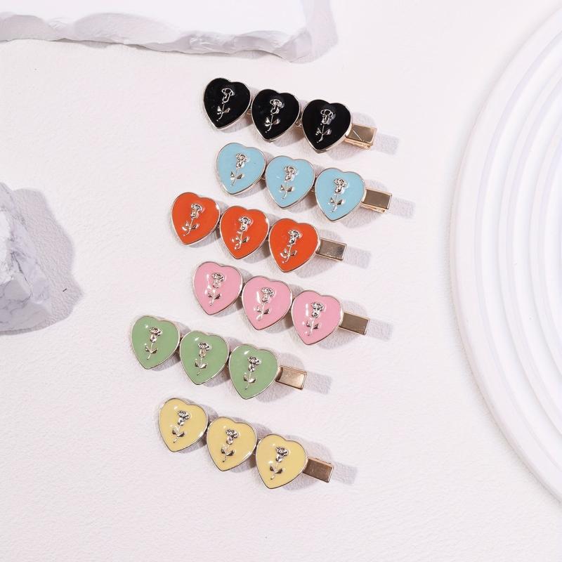 6pcs Candy Rose Flower Hair Clips Bobby Pin Hair Slides Clip Non Slip Hair Decor