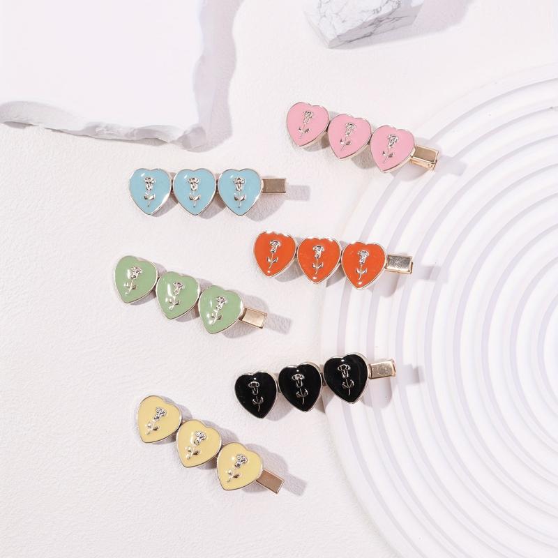 6pcs Candy Rose Flower Hair Clips Bobby Pin Hair Slides Clip Non Slip Hair Decor