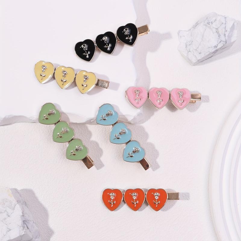 6pcs Candy Rose Flower Hair Clips Bobby Pin Hair Slides Clip Non Slip Hair Decor