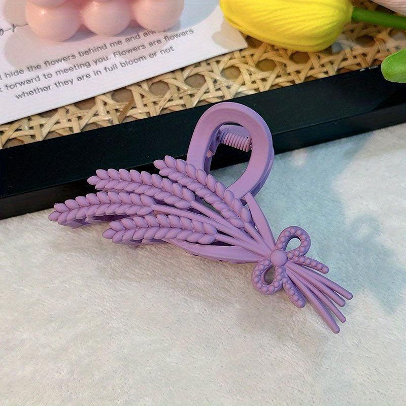 Frosted Hair Claw Wheat Ears Shaped Nonslip Shark Claw For Ponytail