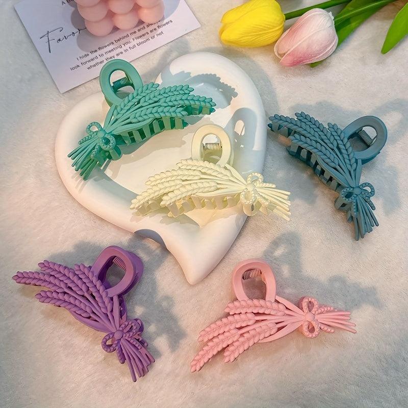 Frosted Hair Claw Wheat Ears Shaped Nonslip Shark Claw For Ponytail