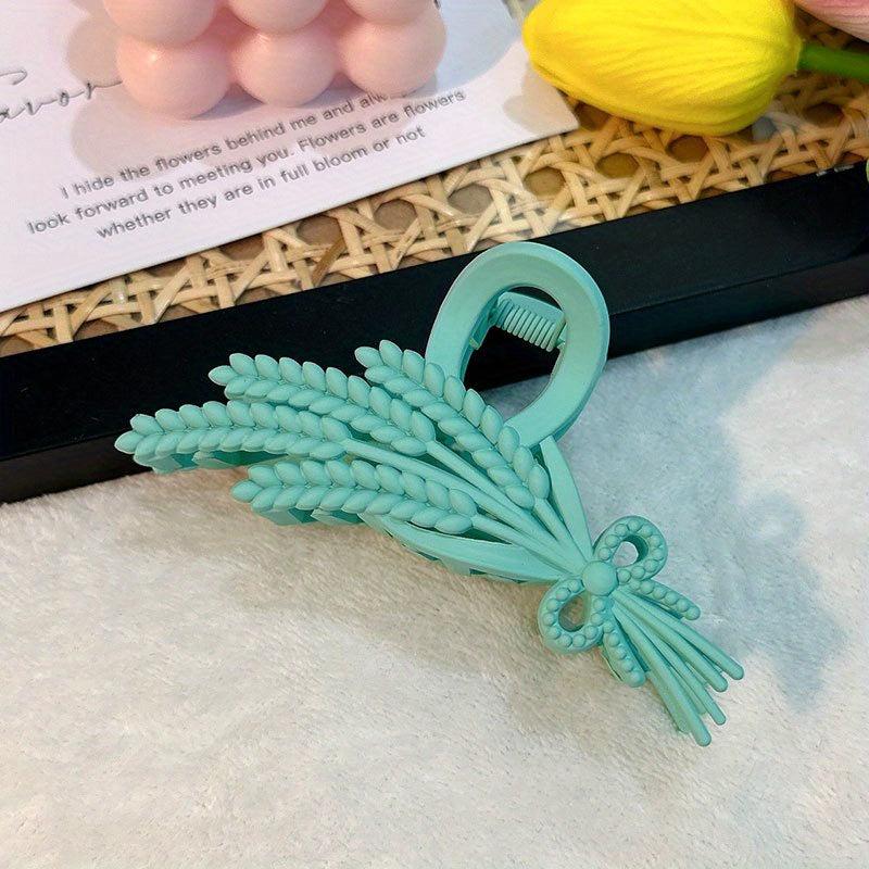 Frosted Hair Claw Wheat Ears Shaped Nonslip Shark Claw For Ponytail