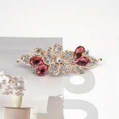 Rhinestone Flower Hair Clip French Barrette Non Slip Hair Accessory