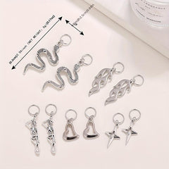 Gothic Style Hair Ring Charm Flame Snake Skeleton Pattern Dreadlock Braid Hair