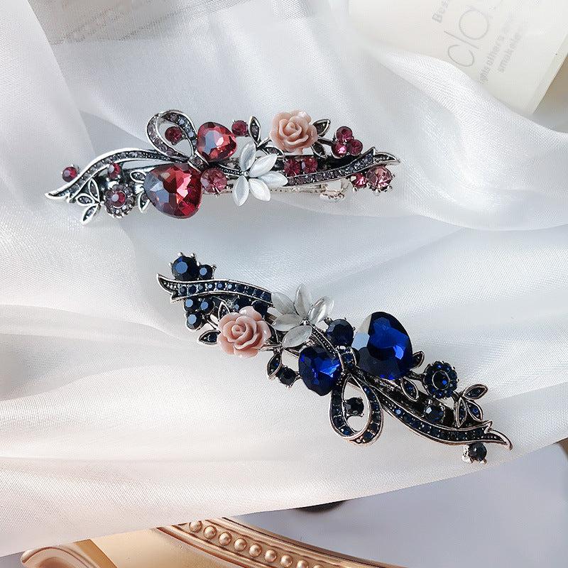 Crystal Flower Hair Clip French Barrette Hair Accessories