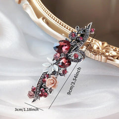 Crystal Flower Hair Clip French Barrette Hair Accessories