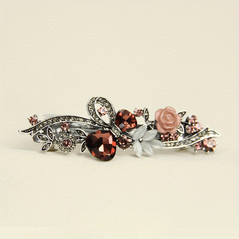 Crystal Flower Hair Clip French Barrette Hair Accessories