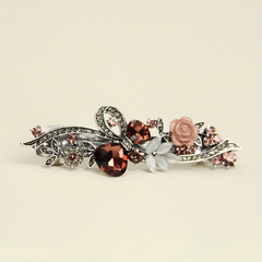 Crystal Flower Hair Clip French Barrette Hair Accessories