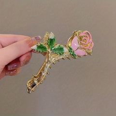 Metal Flower Hair Claw with Faux Pearl