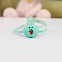 Smiling Rabbit Decor Hair Tie Hair Ring For Girls Elastic Lovely Ponytail Holder