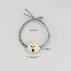 Smiling Rabbit Decor Hair Tie Hair Ring For Girls Elastic Lovely Ponytail Holder