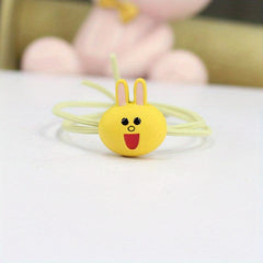 Smiling Rabbit Decor Hair Tie Hair Ring For Girls Elastic Lovely Ponytail Holder