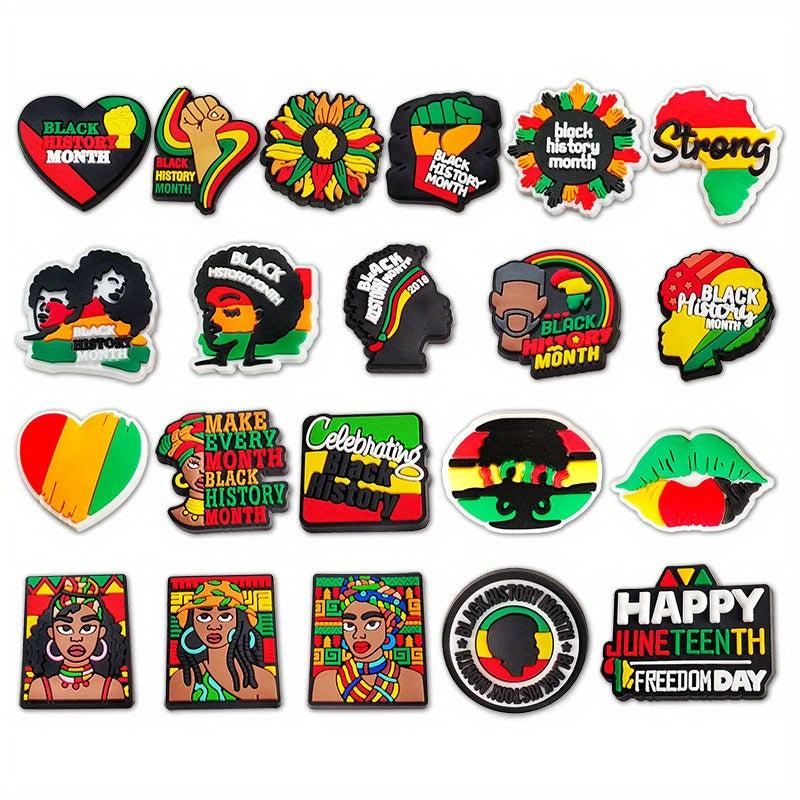 21pcs Black History Month Shoe Charm Set for Clogs Sandals DIY Decoration