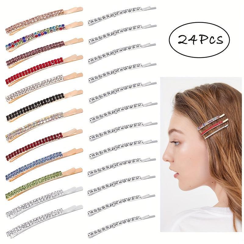 24Pcs Rhinestone Bobby Pin Hair Clip Metal Hairpins Women Girls Hair Accessories