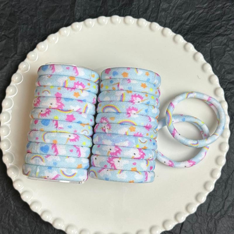 20pcs Unicorn Pattern Hair Tie Elastic Ponytail Holder for Women Girls