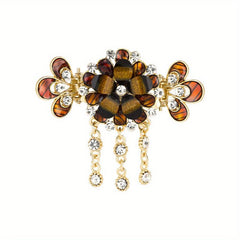 Boho Flower Rhinestone Hair Barrettes Crystal Hair Clips