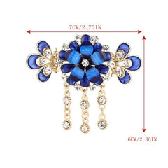 Boho Flower Rhinestone Hair Barrettes Crystal Hair Clips