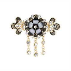 Boho Flower Rhinestone Hair Barrettes Crystal Hair Clips