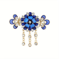 Boho Flower Rhinestone Hair Barrettes Crystal Hair Clips
