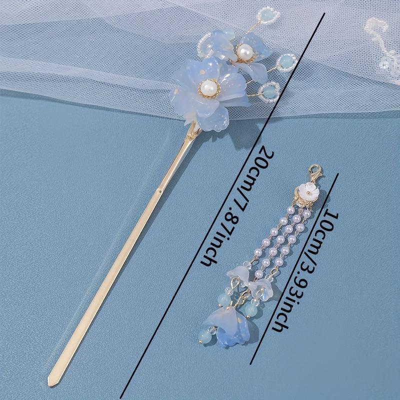 Flower Hairpin Women's Hair Headdress Beaded Tassel Hair Accessories
