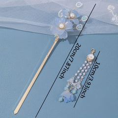 Flower Hairpin Women's Hair Headdress Beaded Tassel Hair Accessories