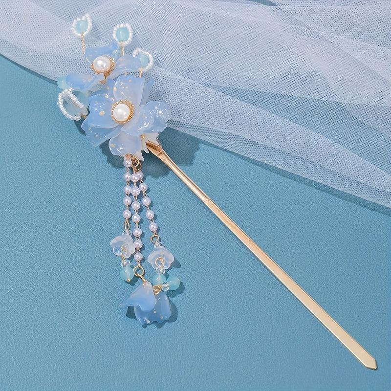 Flower Hairpin Women's Hair Headdress Beaded Tassel Hair Accessories