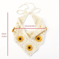 Sunflower Woolen Hair Scarf Triangle Flower Knitted Headband