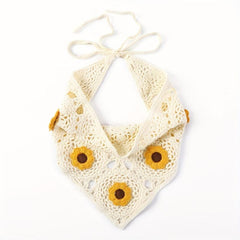 Sunflower Woolen Hair Scarf Triangle Flower Knitted Headband