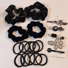 19pcs Hair Accessories Set Velvet Scrunchies Pearl Flower Bear Hair Clip Duckbil