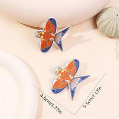 Cartoon Koi Printed Hair Clip for Luck, Chinese Style Hair Clip for Women