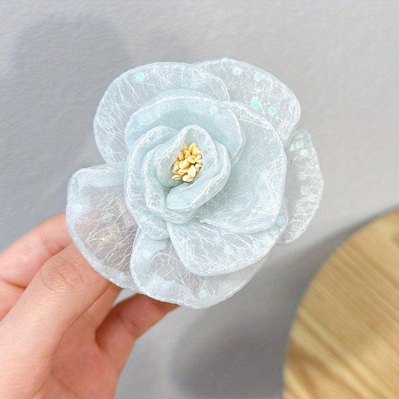 Sequins Flower Hair Clip Duckbill Barrette Hair Slides Clip Corsage Brooch Clip