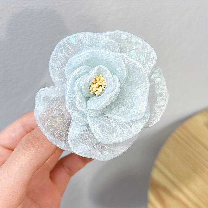 Sequins Flower Hair Clip Duckbill Barrette Hair Slides Clip Corsage Brooch Clip