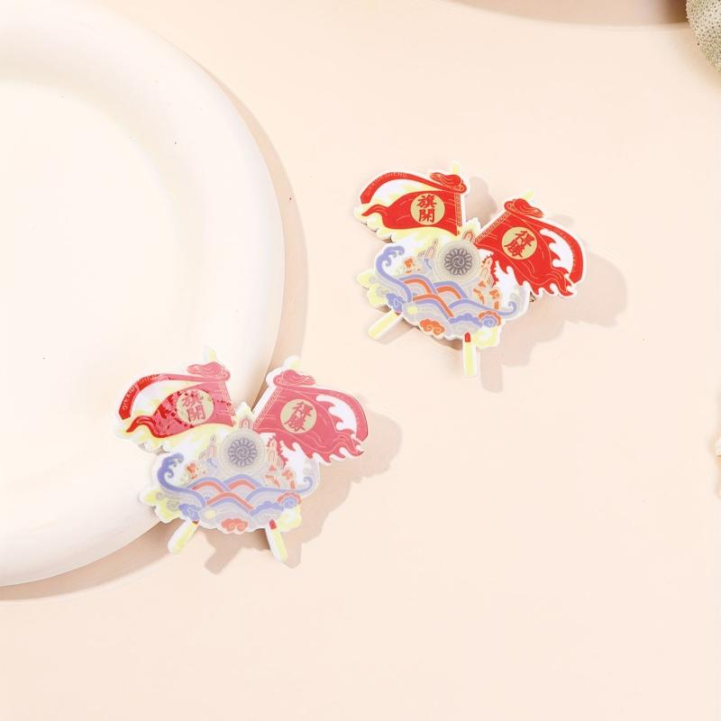 2pcs Chinese Style Good Luck Hair Clip Alloy Duck Billed Clip