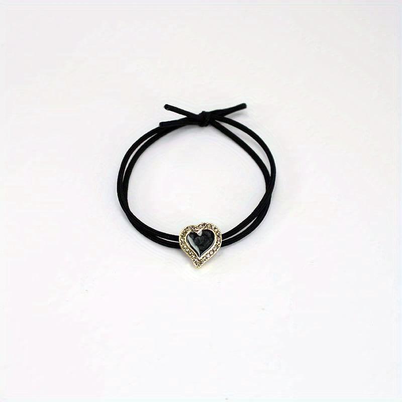 Heart Rhinestone Hair Tie Four Clover Hair Rope