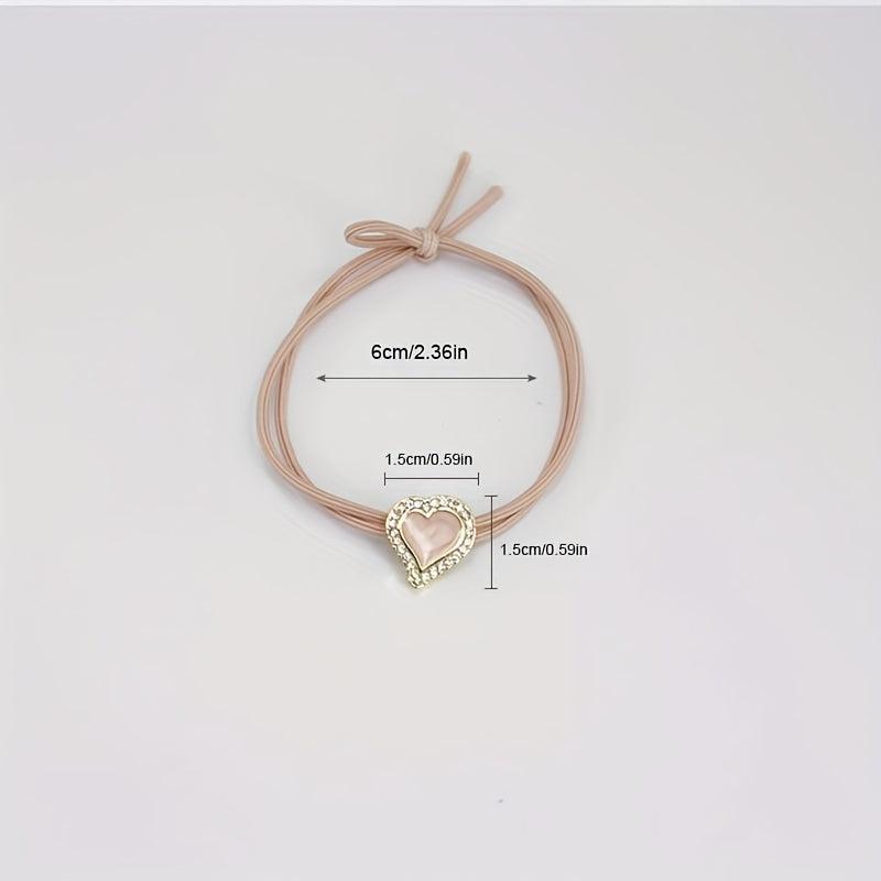 Heart Rhinestone Hair Tie Four Clover Hair Rope