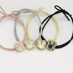 Heart Rhinestone Hair Tie Four Clover Hair Rope