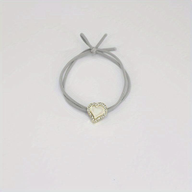 Heart Rhinestone Hair Tie Four Clover Hair Rope