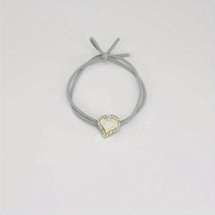 Heart Rhinestone Hair Tie Four Clover Hair Rope