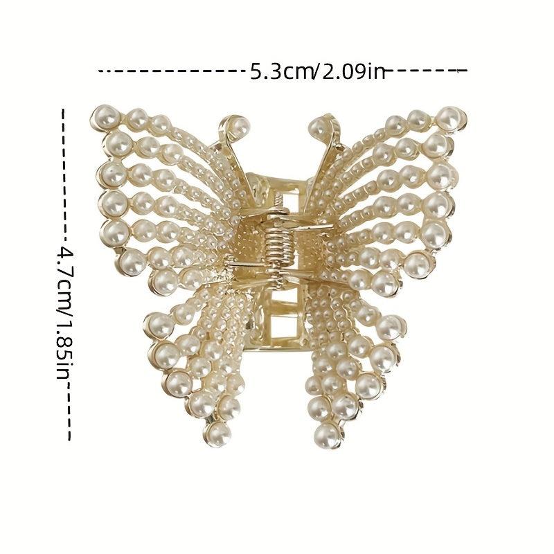 Butterfly Hair Claw Clip Pearl Rhinestone Jaw Clamp Clip