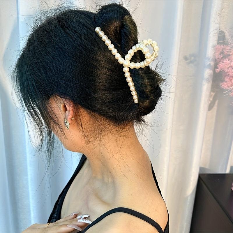 Mermaid Tail Hair Claw Clip Faux Pearl Banana Clip Acrylic Jaw Clamp