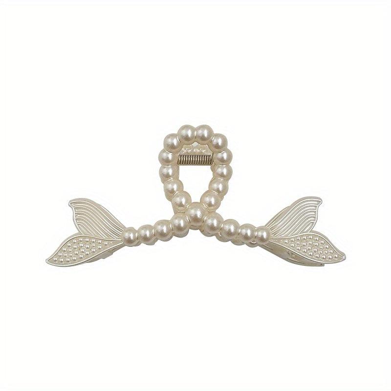 Mermaid Tail Hair Claw Clip Faux Pearl Banana Clip Acrylic Jaw Clamp