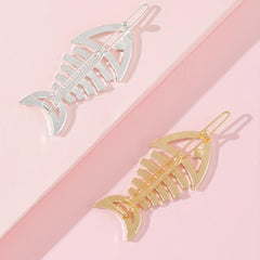 2pcs Rhinestone Fish Bone Hair Clip Alloy Hair Clip For Side Hair