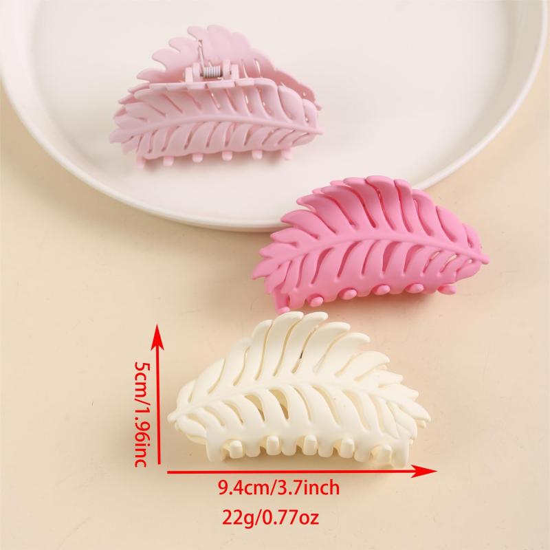 3pcs Frosted Leaf Shaped Hair Claw Resin Nonslip Ponytail Holder