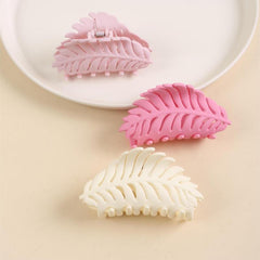 3pcs Frosted Leaf Shaped Hair Claw Resin Nonslip Ponytail Holder