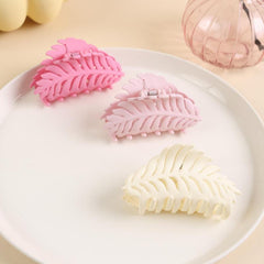 3pcs Frosted Leaf Shaped Hair Claw Resin Nonslip Ponytail Holder