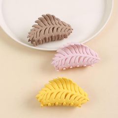 3pcs Frosted Leaf Shaped Hair Claw Resin Nonslip Ponytail Holder