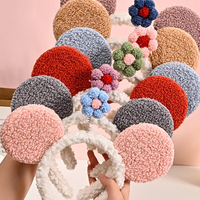 Mouse Ears Headband Flower Hair Hoops for Party Makeup