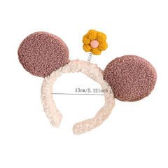 Mouse Ears Headband Flower Hair Hoops for Party Makeup
