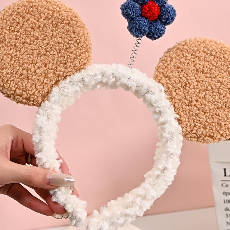 Mouse Ears Headband Flower Hair Hoops for Party Makeup